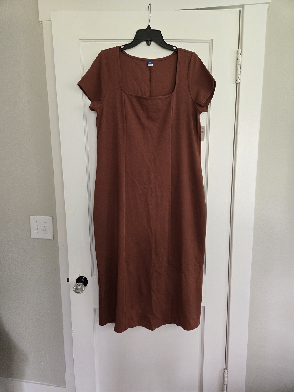 Old Navy Brick Brown Scoop Neck Midi Dress